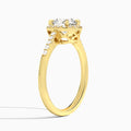 Cushion Sovereign Charm Halo Lab Diamond Engagement Ring In 18K Yellow Gold, Angle View