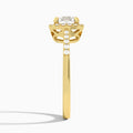 Cushion Sovereign Charm Halo Lab Diamond Engagement Ring In 18K Yellow Gold, Side View