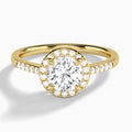 Round Sovereign Charm Halo Lab Diamond Engagement Ring In 14K Yellow Gold - Lucenjuri