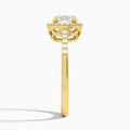 Round Sovereign Charm Halo Lab Diamond Engagement Ring In 14K Yellow Gold, Side View