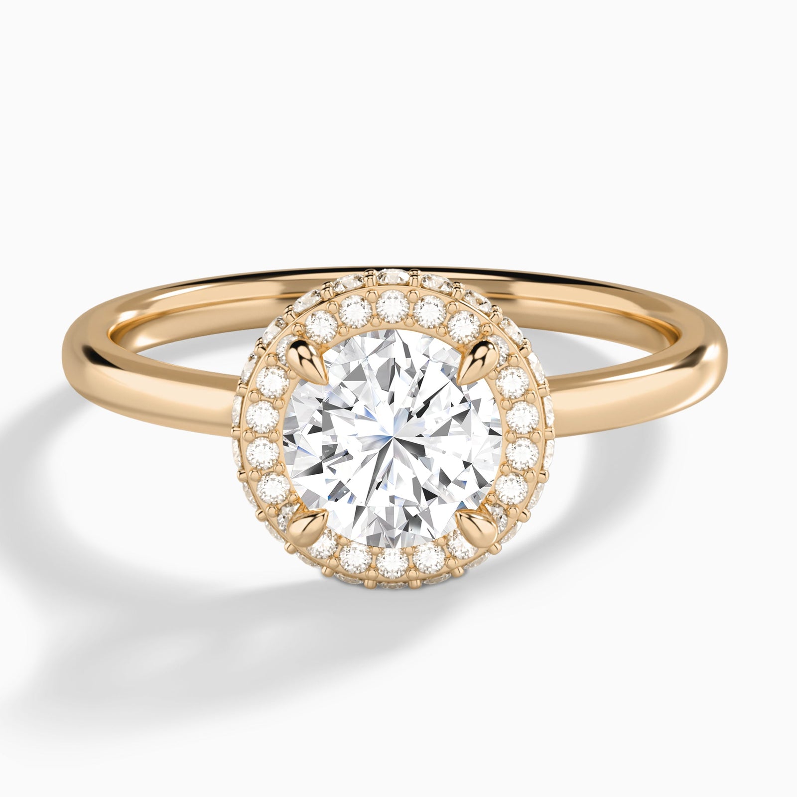 Round Amulet Lab Grown Diamond Engagement Ring In 14K Rose Gold - Lucenjuri