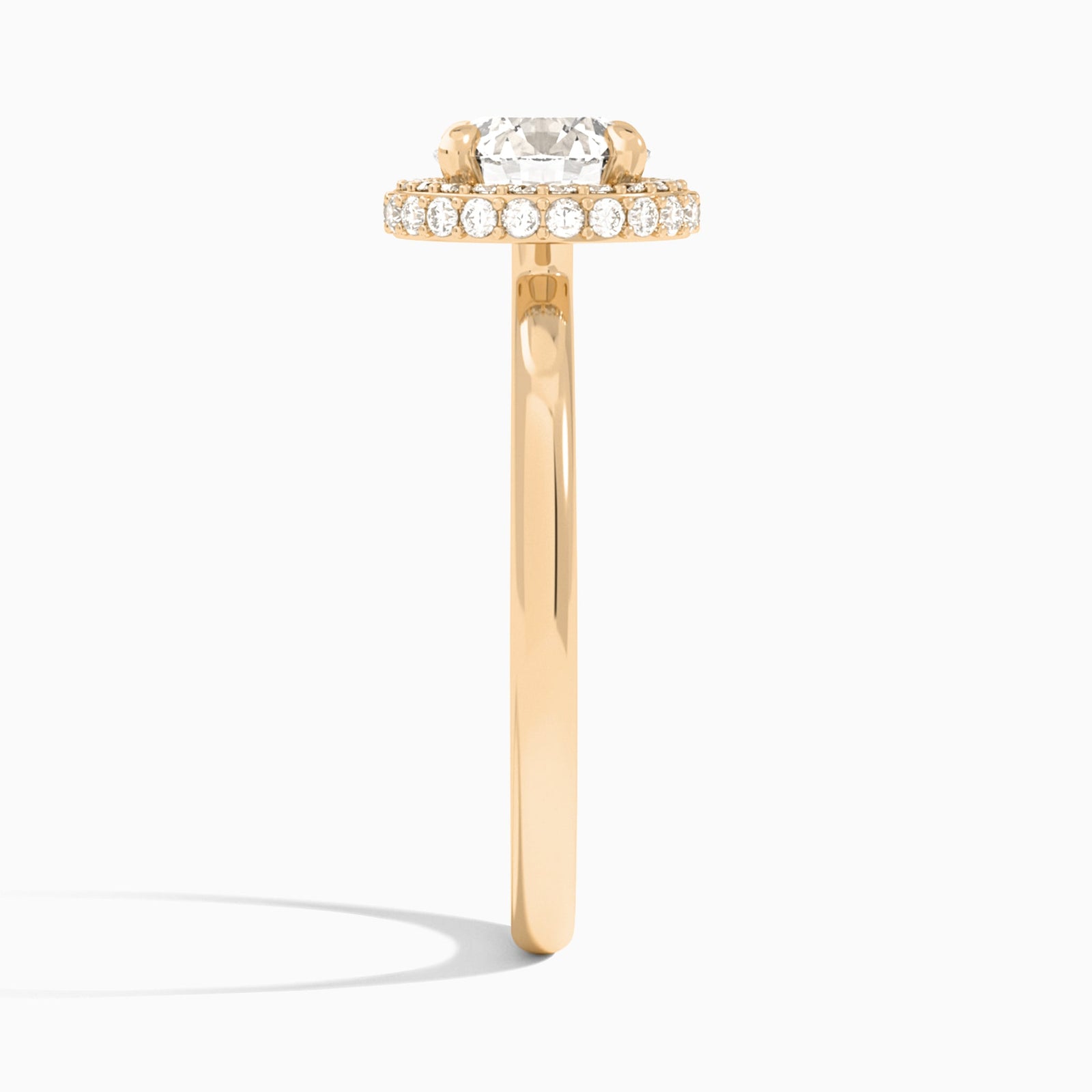 Round Amulet Lab Grown Diamond Engagement Ring In 14K Rose Gold, Side View