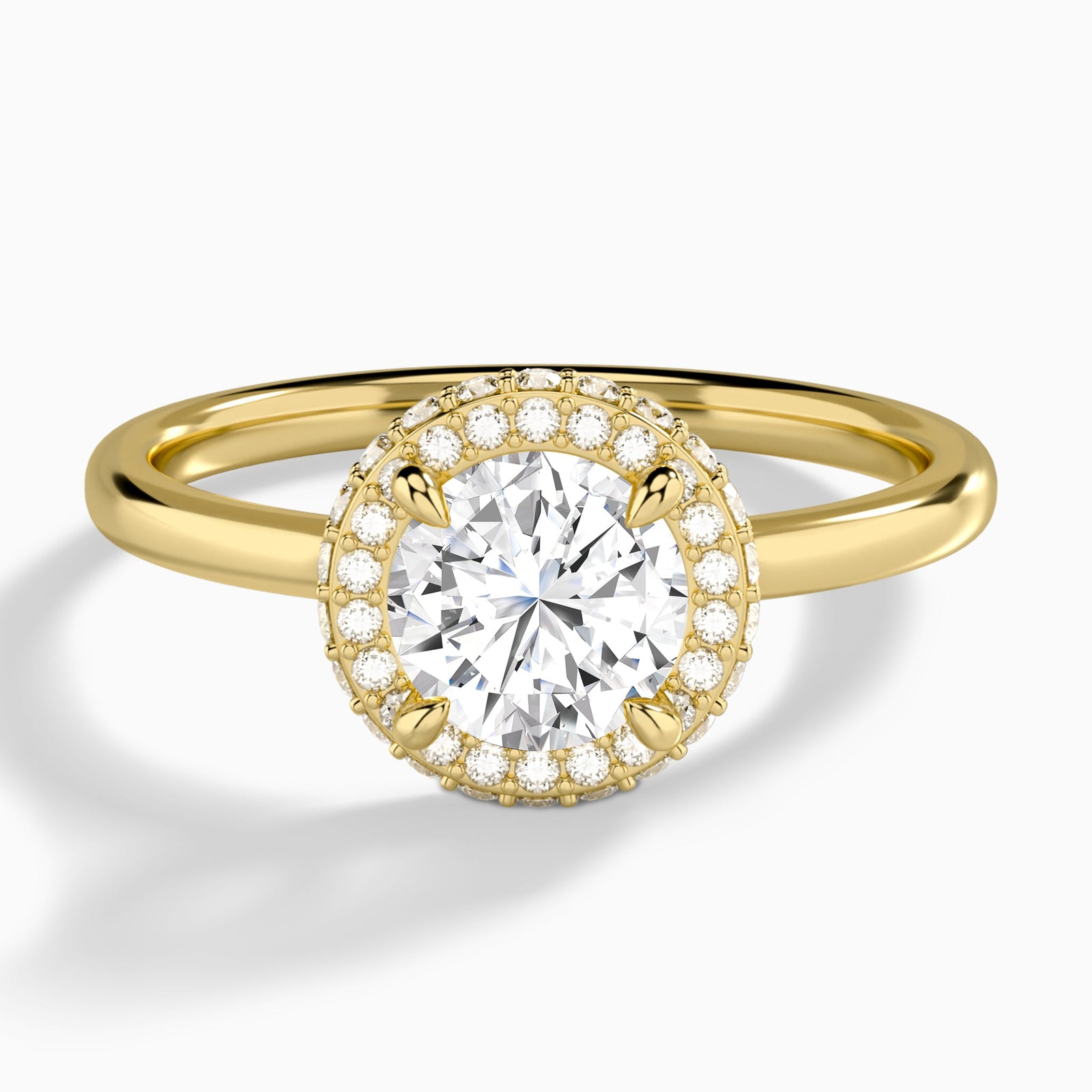 Round Amulet Lab Grown Diamond Engagement Ring In 14K Yellow Gold - Lucenjuri