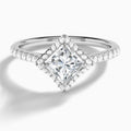 Princess Luxe Kite Set Lab Grown Diamond Engagement Ring In 18K White Gold - Lucenjuri