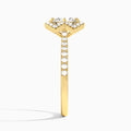 Cushion Luxe Kite Set Lab Diamond Engagement Ring In 18K Yellow Gold, Side View