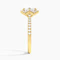 Round Luxe Kite Set Lab Diamond Engagement Ring In 14K Yellow Gold, Side View