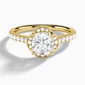Cushion Eleanor Halo Lab Grown Diamond Engagement Ring In 18K Yellow Gold - Lucenjuri