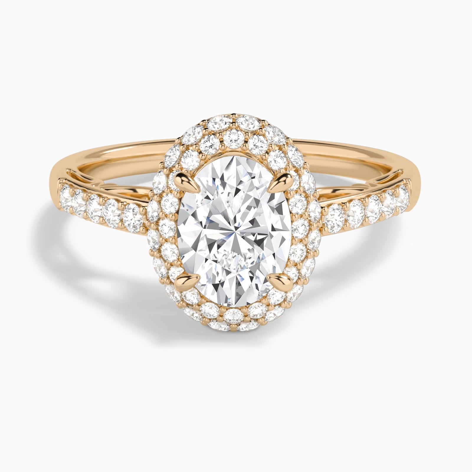 Oval Luxe Regal Halo Lab Diamond Engagement Ring In 14K Rose Gold - Lucenjuri