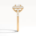 Oval Luxe Regal Halo Lab Diamond Engagement Ring In 14K Rose Gold, Side View