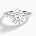 Round Pointed Graduated Halo Lab Diamond Engagement Ring In Platinum - Lucenjuri