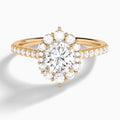 Round Pointed Graduated Halo Lab Diamond Engagement Ring In 14K Rose Gold - Lucenjuri