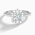 Princess Pointed Graduated Halo Lab Diamond Engagement Ring In 18K White Gold - Lucenjuri