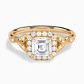 Asscher Hyacinth Halo Lab Grown Diamond Engagement Ring In 14K Rose Gold - Lucenjuri