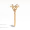 Oval Hyacinth Halo Lab Grown Diamond Engagement Ring In 14K Rose Gold, Side View