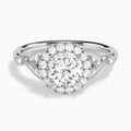 Round Hyacinth Halo Lab Grown Diamond Engagement Ring In 18K White Gold - Lucenjuri