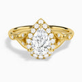Pear Hyacinth Halo Lab Diamond Engagement Ring In 14K Yellow Gold - Lucenjuri