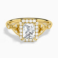 Radiant Hyacinth Halo Lab Diamond Engagement Ring In 14K Yellow Gold - Lucenjuri