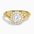 Round Hyacinth Halo Lab Diamond Engagement Ring In 18K Yellow Gold - Lucenjuri