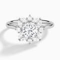Round Marquise Cluster Halo Lab Diamond Engagement Ring In Platinum - Lucenjuri