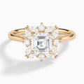 Asscher Marquise Cluster Halo Lab Diamond Engagement Ring In 14K Rose Gold - Lucenjuri