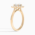 Round Marquise Cluster Halo Lab Diamond Engagement Ring In 14K Rose Gold, Angle View