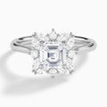 Asscher Marquise Cluster Halo Lab Diamond Engagement Ring In 18K White Gold - Lucenjuri