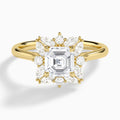 Asscher Marquise Cluster Halo Lab Diamond Engagement Ring In 18K Yellow Gold - Lucenjuri