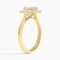 Asscher Marquise Cluster Halo Lab Diamond Engagement Ring In 18K Yellow Gold, Angle View
