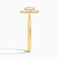 Asscher Marquise Cluster Halo Lab Diamond Engagement Ring In 18K Yellow Gold, Side View