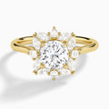 Round Marquise Cluster Halo Lab Diamond Engagement Ring In 18K Yellow Gold - Lucenjuri