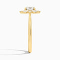 Round Marquise Cluster Halo Lab Diamond Engagement Ring In 14K Yellow Gold, Side View