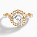 Asscher Decorated Halo Lab Grown Diamond Engagement Ring In 14K Rose Gold - Lucenjuri