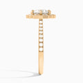 Round Decorated Halo Lab Grown Diamond Engagement Ring In 14K Rose Gold, Side View