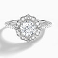 Cushion Decorated Halo Lab Diamond Engagement Ring In 14K White Gold - Lucenjuri