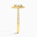 Cushion Decorated Halo Lab Diamond Engagement Ring In 18K Yellow Gold, Side View