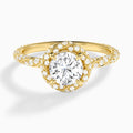 Round Luxe Twisted Shank Halo Lab Diamond Engagement Ring In 14K Yellow Gold - Lucenjuri