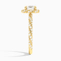 Round Luxe Twisted Shank Halo Lab Diamond Engagement Ring In 14K Yellow Gold, Side View