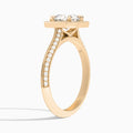 Round Luxe Octagon Knife Edge Halo Lab Diamond Engagement Ring In 14K Rose Gold, Angle View