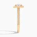 Round Luxe Octagon Knife Edge Halo Lab Diamond Engagement Ring In 14K Rose Gold, Side View