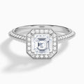 Asscher Luxe Octagon Knife Edge Halo Lab Diamond Engagement Ring In 18K White Gold - Lucenjuri