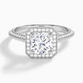 Round Luxe Octagon Knife Edge Halo Lab Diamond Engagement Ring In 18K White Gold - Lucenjuri