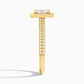Round Luxe Octagon Knife Edge Halo Lab Diamond Engagement Ring In 14K Yellow Gold, Side View