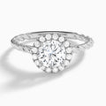 Round Halo Cabled Lab Grown Diamond Engagement Ring In Platinum - Lucenjuri