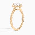 Heart Halo Cabled Lab Grown Diamond Engagement Ring In 14K Rose Gold, Angle View