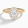 Oval Halo Cabled Lab Grown Diamond Engagement Ring In 14K Rose Gold - Lucenjuri