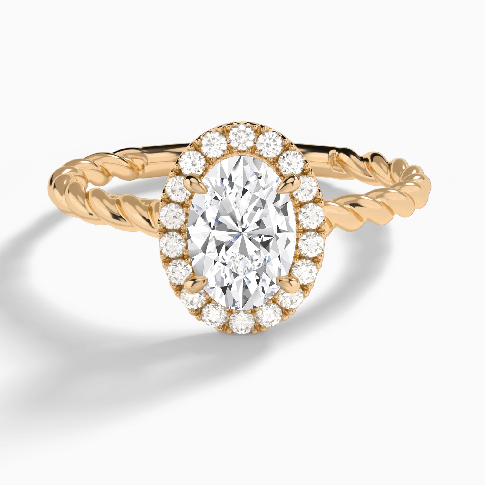 Oval Halo Cabled Lab Grown Diamond Engagement Ring In 14K Rose Gold - Lucenjuri