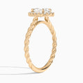 Oval Halo Cabled Lab Grown Diamond Engagement Ring In 14K Rose Gold, Angle View