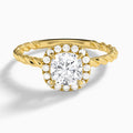 Cushion Halo Cabled Lab Grown Diamond Engagement Ring In 14K Yellow Gold - Lucenjuri