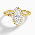 Marquise Halo Cabled Lab Grown Diamond Engagement Ring In 14K Yellow Gold - Lucenjuri