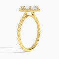 Marquise Halo Cabled Lab Grown Diamond Engagement Ring In 14K Yellow Gold, Angle View